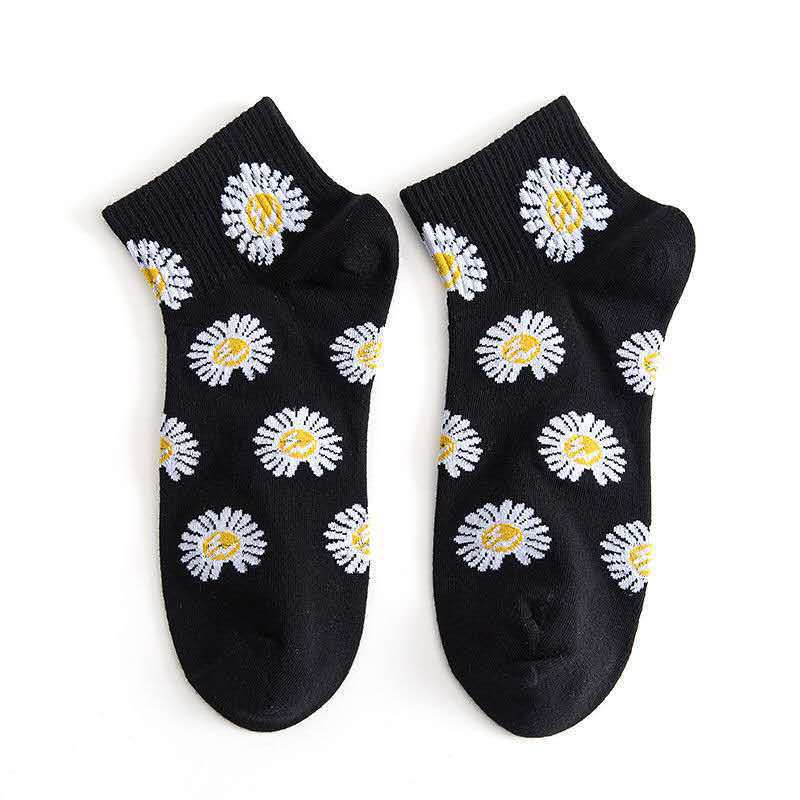 5 Pairs Daisy Tide Sock Personality Spring Flowers Big Smile Socks